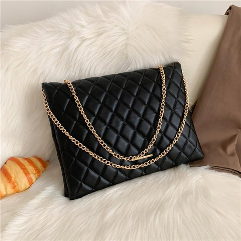 Plaid Pu Leather Crossbody Bags For Women Large Envelope-BS00116-Veeddydropshipping
