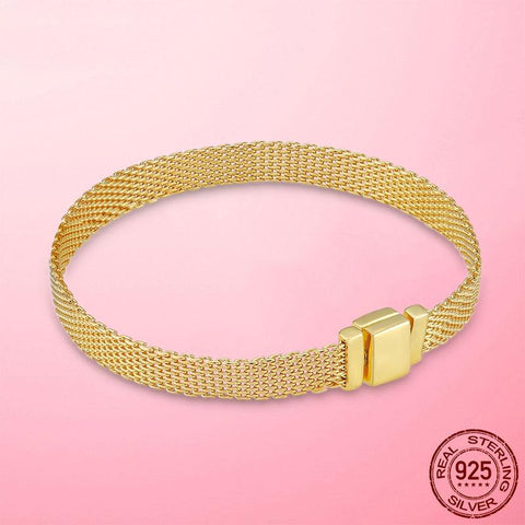 Mesh Bracelet 925 Silver Gold Color Sparkling Clasp  Bracelet -JW00926-Veeddydropshipping