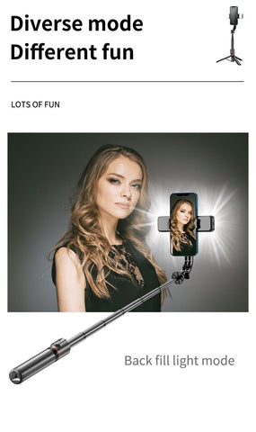 Foldable Wireless Bluetooth Selfie Stick Tripod with Bluetooth shutter Fill Light Aluminum -CE00314-Veeddydropshipping