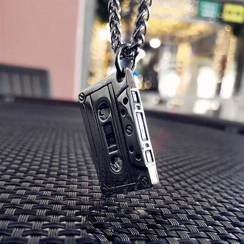 Hip Hop Cassette Necklace Vintage Stainless Steel Men Necklace-JW01295-Veeddydropshipping