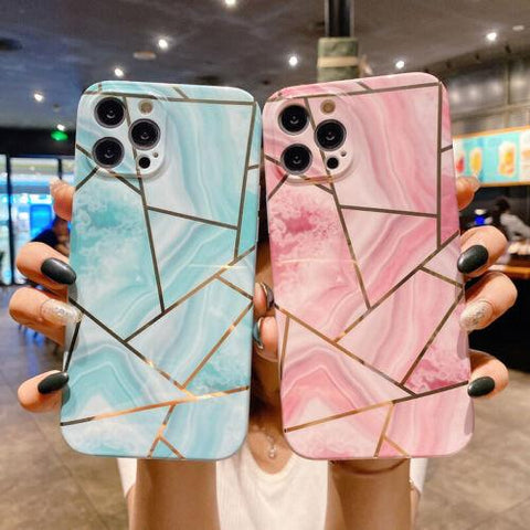 Geometry Marble Soft TPU Case Cover For iPhone 13 12 Pro Max 11 XS XR X 8 7 Plus-PA00123-Veeddydropshipping