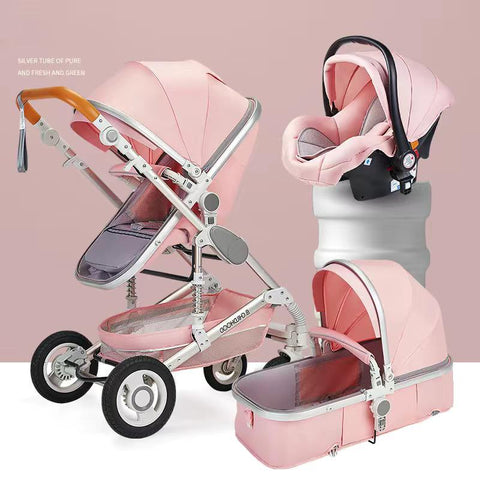 baby stroller 3 in 1 with car seat,Luxury Multifunctional  BABY carriage,blue-TB00353-Veeddydropshipping