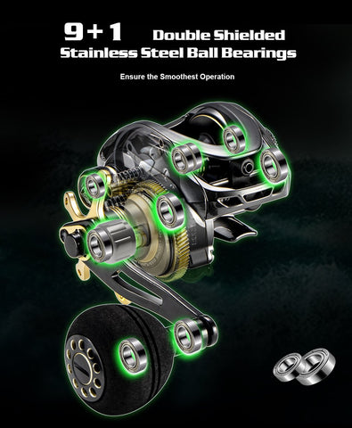 Baitcasting Reel Magnetic Brake Reel 9.5KG/22LB Drag Power 9+1 BB 6.4:1 Drag -OS00365-Veeddydropshipping