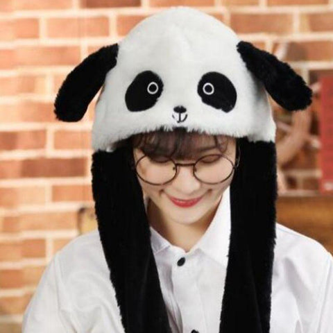 Plush Can Moving Bunny Ears Hat with Earflaps Movable-MF00973-Veeddydropshipping