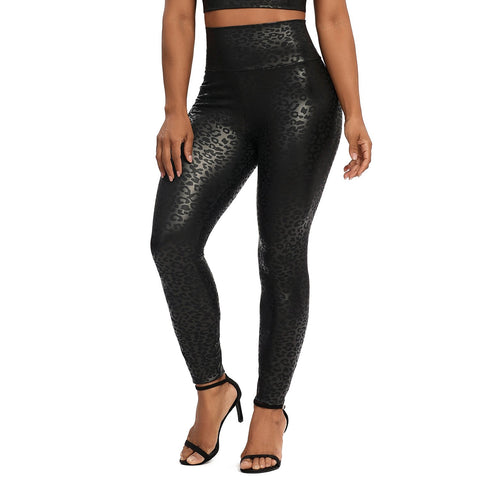 PU Leather Leggings Fitness Women Yoga Pants High Waist Sexy Curvy Elastic -OS00680-Veeddydropshipping