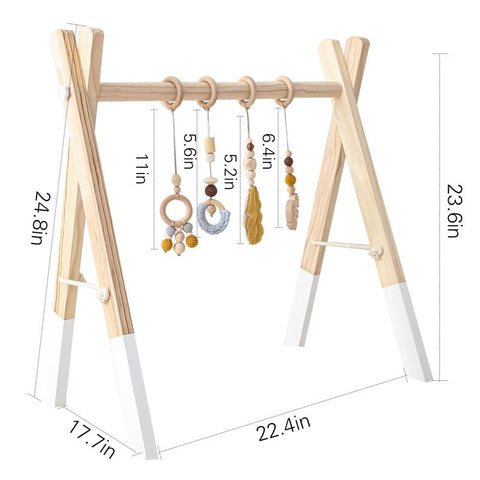 1Set Baby Fitness Frames Wooden Rattle Toys Baby Activity Gym Mobile Suspension-TB00506-Veeddydropshipping
