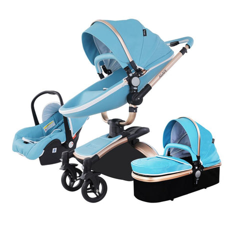 New baby stroller 3 in1, PU leather baby carriage,Newborn Two-way Foldable-TB00360-Veeddydropshipping