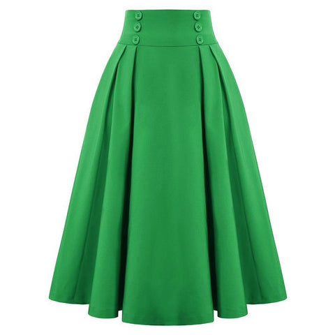 Elastic Waist A Line Elegant Flared Midi Skirts-WF00418-Veeddydropshipping