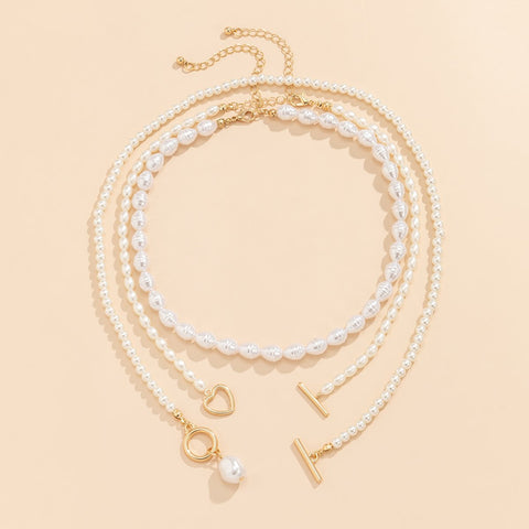 Baroque Pearl Heart OT Buckle Pendant Necklace for Women  -JW00148-Veeddydropshipping