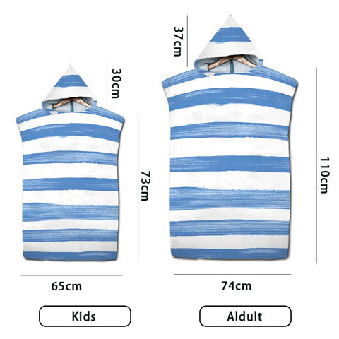 Microfiber Stripe Kids Bath Towel with Cloak Adult Beach Changing Robe Poncho -OS00297-Veeddydropshipping