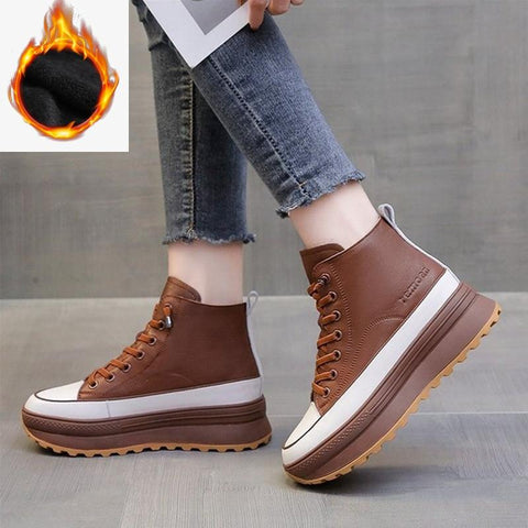 Autumn High Top Vulcanized Shoes Ladies Thick Bottom-BS01039-Veeddydropshipping