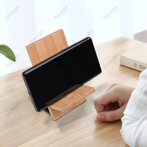 Bamboo Cell Phone Stand for Desk with Charging Hole, Removable Wooden Phone Holder-PA00532-Veeddydropshipping