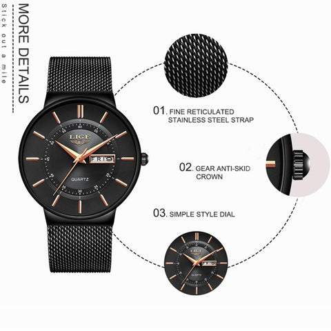 Luxury Waterproof Date Clock Male Steel Quartz Watch -JW00689-Veeddydropshipping