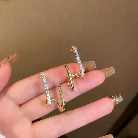Design Irregular U-shaped Gold Color Earrings for Woman Korean -JW01412-Veeddydropshipping