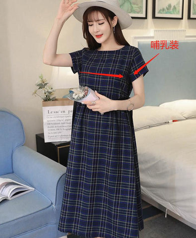 2022 summer Korean loose short sleeve large Plaid lace up loose-TB00594-Veeddydropshipping