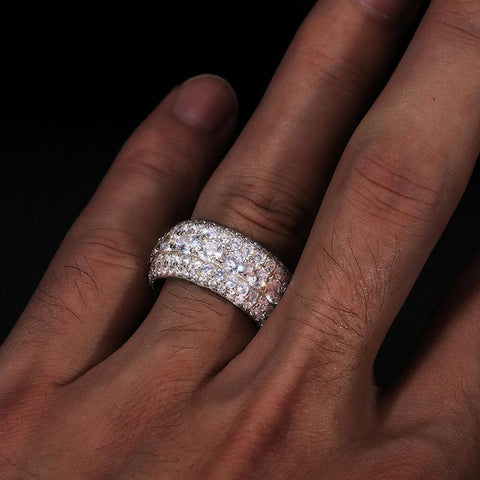 Moissanite Rings Setting Hip Hop Pave  S925 Sterling Silver Rings -JW00128-Veeddydropshipping
