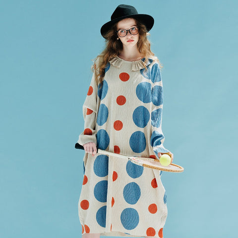 round neck pullover long sleeve dress-WF00124-Veeddydropshipping
