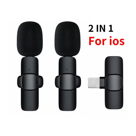 2 In 1 Wireless Lavalier Microphone Portable Audio Video Recording Mini Mic-CE01286-Veeddydropshipping