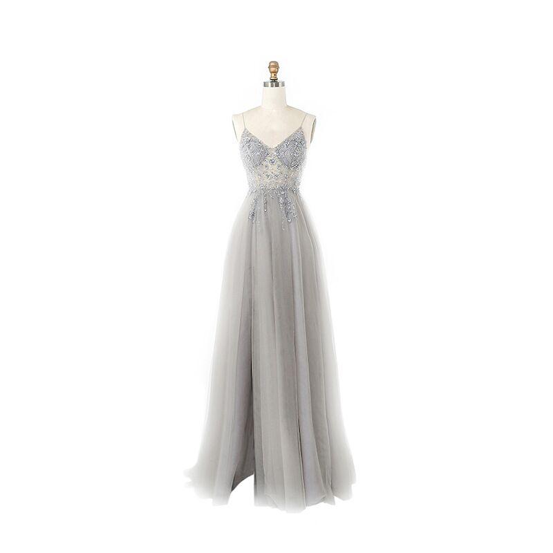 Beaded Crystal Long Sexy Prom Dresses-Veeddydropshipping