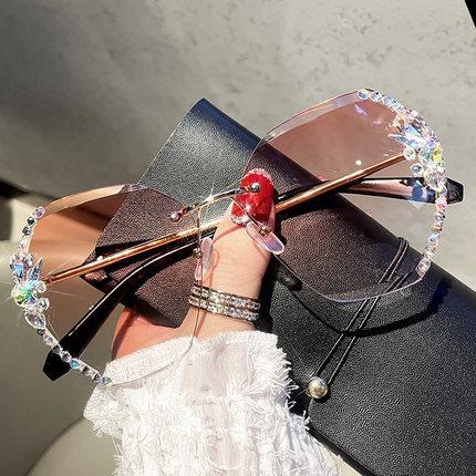 Luxury Brand Designer Rimless Sunglasses-WF01301-Veeddydropshipping