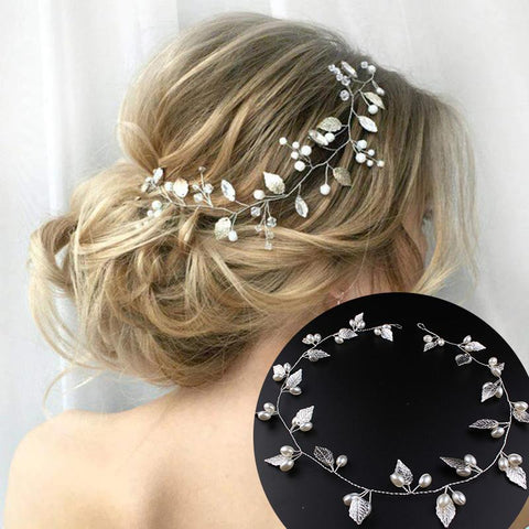 Crystal Pearl Hair Head Piece Hair Comb Headband  -JW00451-Veeddydropshipping