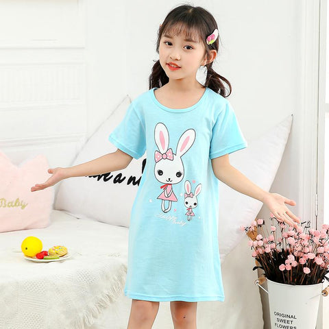 Kids Girls 100% Cotton Nightgown Cartoon Nightdress Girl Sleepwear-TB01094-Veeddydropshipping