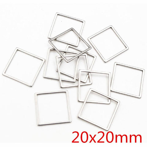 20pcs Square Charm Steel Pendant Open Mold Bezel DIY Jewelry Making-JW01615-Veeddydropshipping