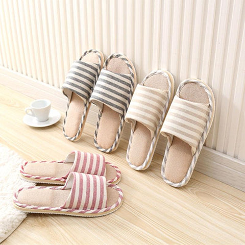 Autumn Linen Home Slippers Female Soft Comfortable-BS01186-Veeddydropshipping