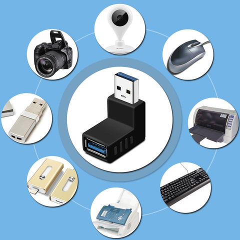 USB 3.0 Type A Male To Female Adapter Plug 90 degree Left Right Angled Adapter -CE00168-Veeddydropshipping