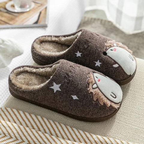 Hedgehog Couple Home Furry Slippers 2021 Autumn Winter-BS01288-Veeddydropshipping