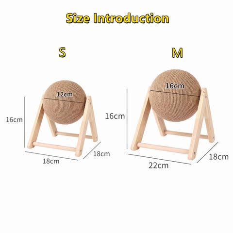 Wood Stand Sisal Rope Ball Cat Scratcher Toy-HA01432-Veeddydropshipping