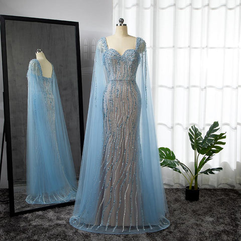 Beaded Mermaid Cape Sexy Evening Dresses-WF01586-Veeddydropshipping