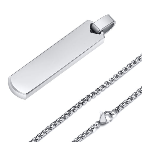 Necklace for Men Geometric Vertical Bar Pendant with A-Z Letters -JW01182-Veeddydropshipping