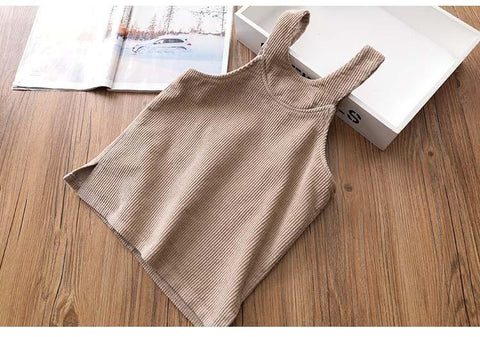 Autunm Winter Corduroy Girls Sundress Loose Braces Dress Baby Girl-TB00905-Veeddydropshipping