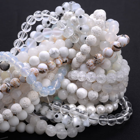 Natural Agates Jades Crystal Stone Beads Round Spacer Beads-JW01518-Veeddydropshipping