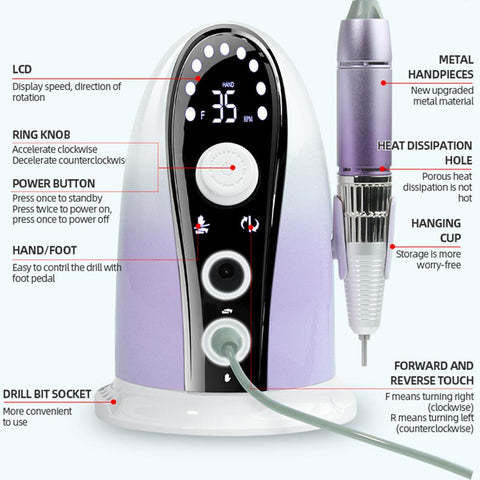 Rechargeable Nail Drill Machine Electric for Nail Bits Set-BH01061-Veeddydropshipping