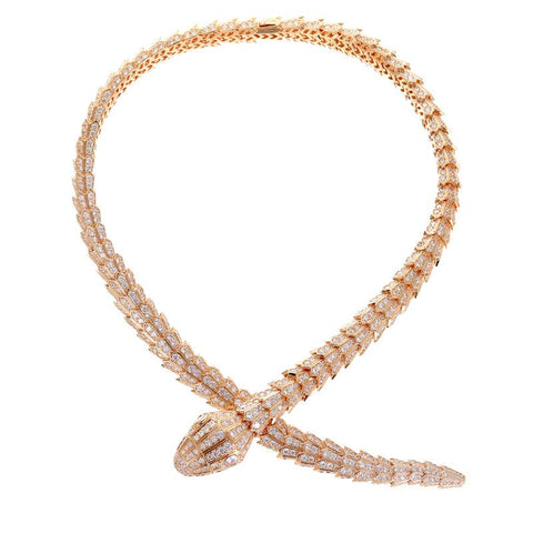Sterling Silver  Snake-shape Charm  Serpenti-shape Necklace -JW00080-Veeddydropshipping