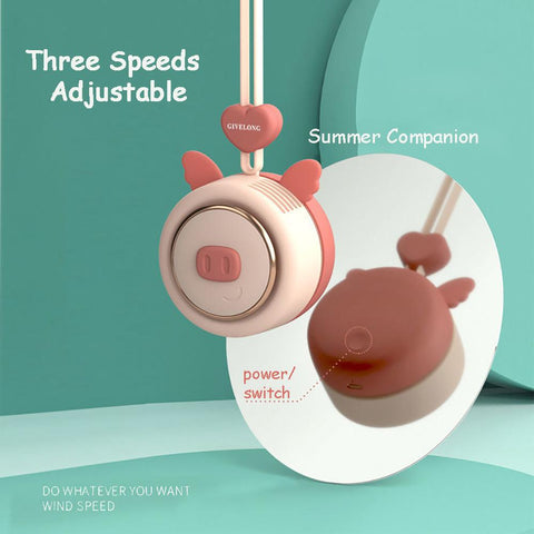 Mini Bladeless Fan Neck Band Hands Free Cute Pet Hanging Rope Portable -CE00693-Veeddydropshipping
