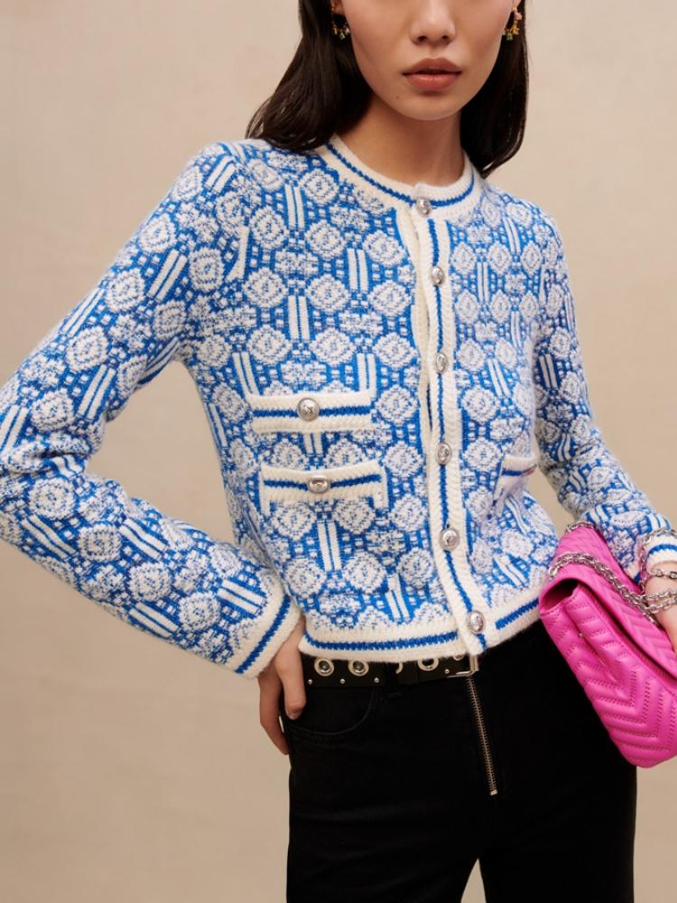 Women Printed Vintage High Street Printed Cardigan Pairs-Veeddydropshipping