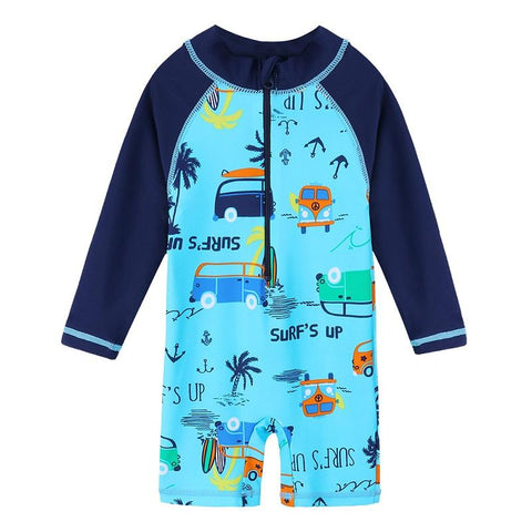 UPF50+ Print Baby Girl Swimsuit Long Sleeve Kids Swimwear One Piece Toddler -OS00267-Veeddydropshipping
