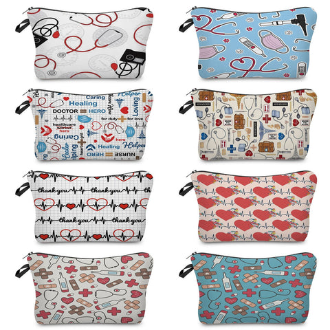 Hand Travel Bag Zipper Clutch Cartoon Nurse Doctor Women-BS00565-Veeddydropshipping