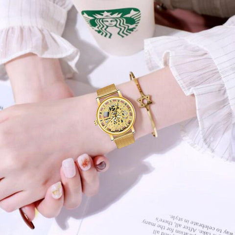 Mechanical Watch Ladies Metal Mesh Quartz Wrist Watches -JW00978-Veeddydropshipping