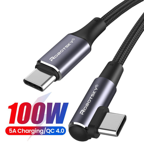 USB C to USB Type C  PD 100W ELbow Cable For Samsung S20 Xiaomi mi 11 MacBook iPad Quick-PA01024-Veeddydropshipping