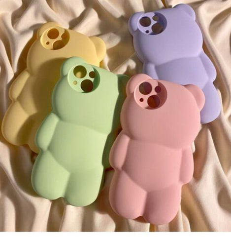 Lovely Bear Kids Cartoon Silicone Case Skin for iPhone 14 13 12 Pro Max 11 XS XR-PA00174-Veeddydropshipping