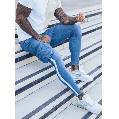 Handsome Jeans Color Block Multi-Pocket Casual-MF00461-Veeddydropshipping