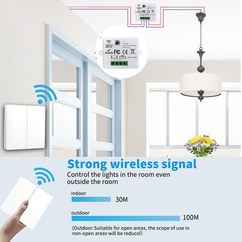 SIXWGH Smart Wireless Switch RF433Mhz Self-Powered Push Button Wall-TI01136-Veeddydropshipping