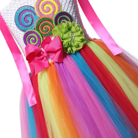Christmas Rainbow Candy Princess Dress For Girls With Headband-TB00860-Veeddydropshipping