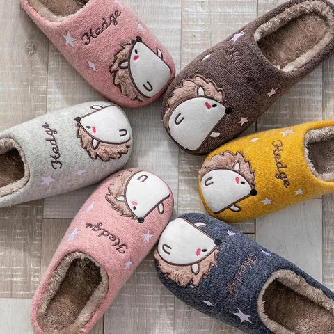 Hedgehog Couple Home Furry Slippers 2021 Autumn Winter-BS01288-Veeddydropshipping