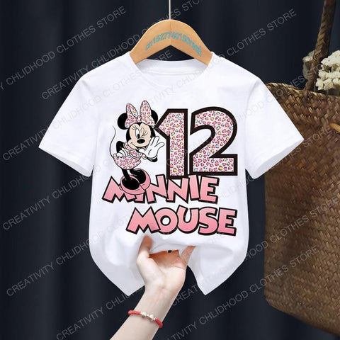 Summer Minnie Mouse Children T-shirt Kawaii Number 1-12 Disney T Shirts-TB00936-Veeddydropshipping