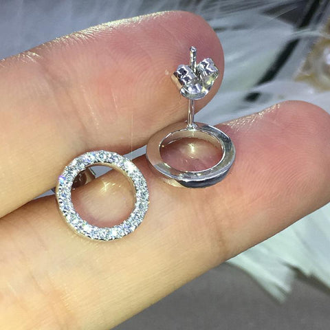 Fashion Versatile Circle Stud Earrings with Crystal Cubic Zirconia Earrings -JW01422-Veeddydropshipping
